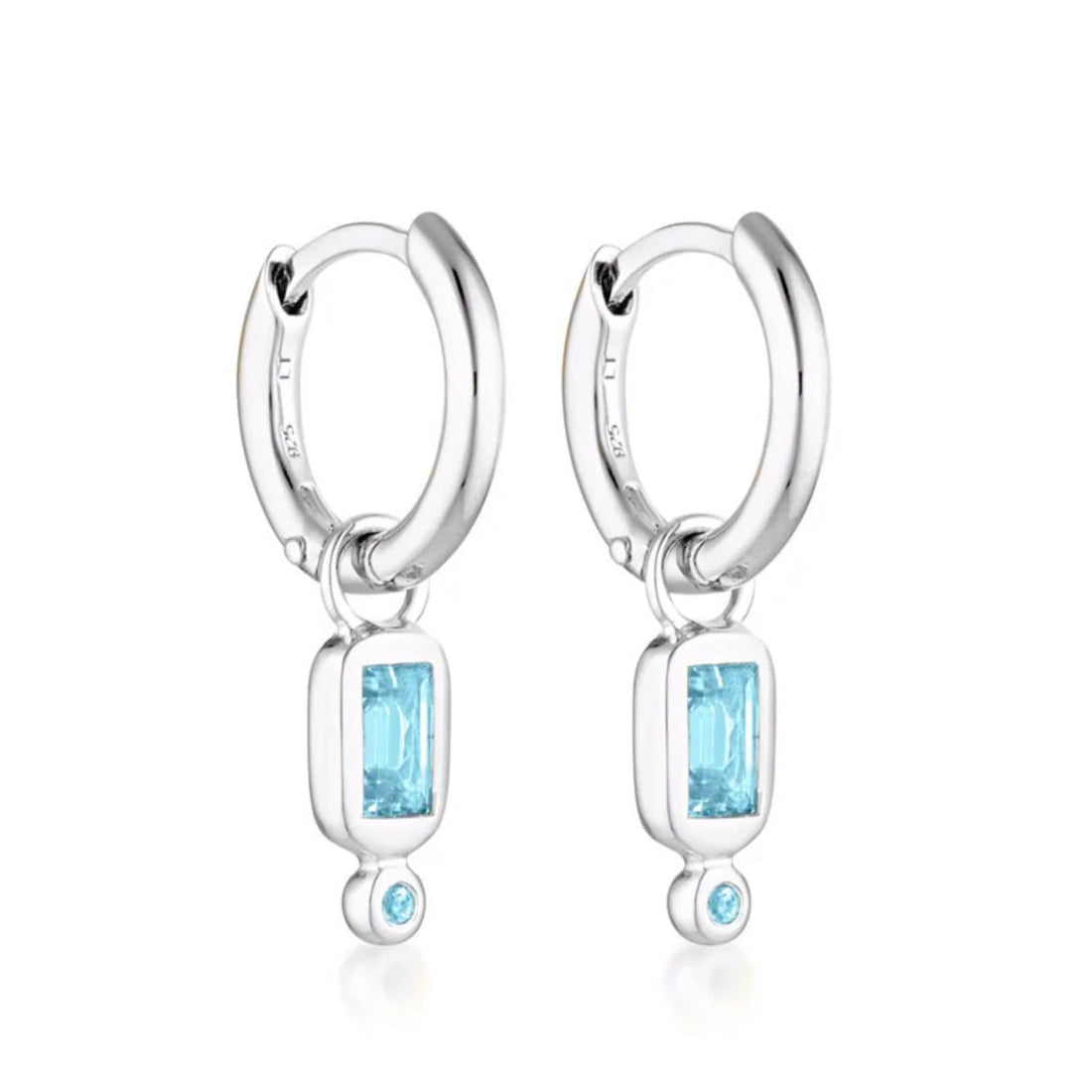 Linda Tahija - Raya Huggie Earrings, Blue Topaz - The Flower Crate