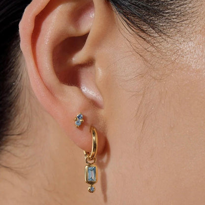 Linda Tahija - Raya Huggie Earrings, Blue Topaz - The Flower Crate