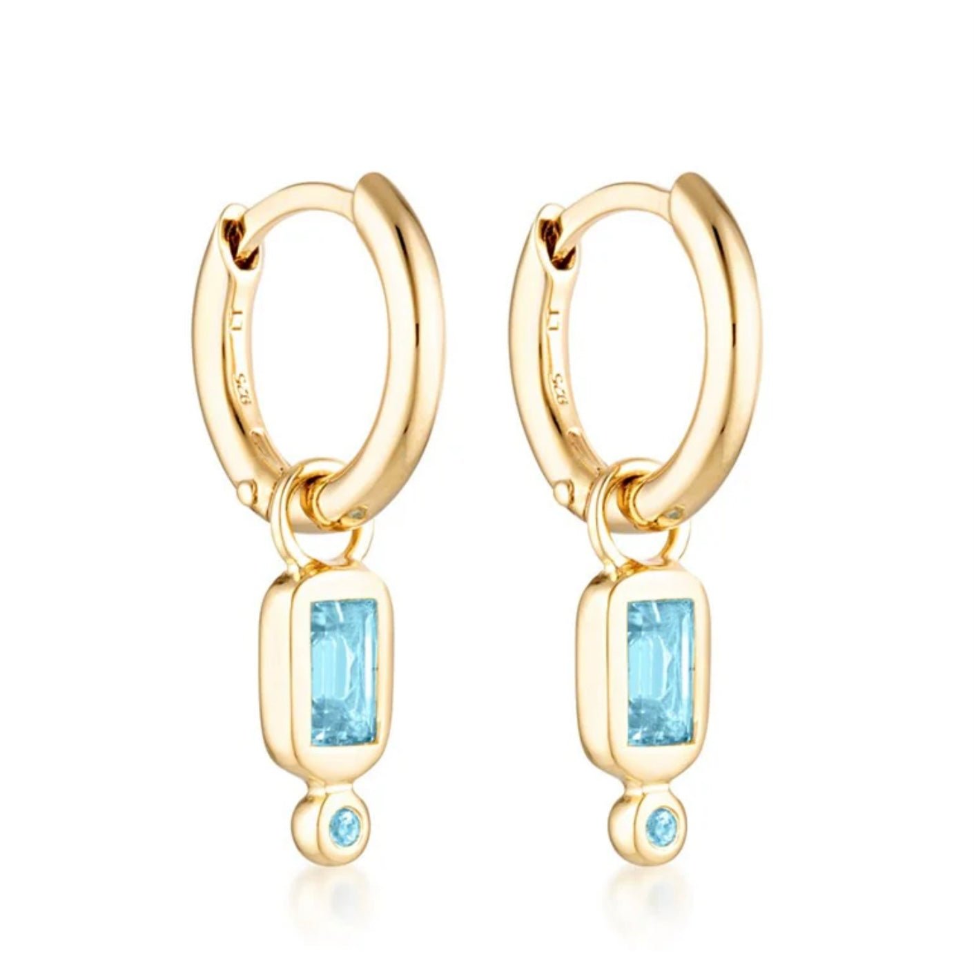 Linda Tahija - Raya Huggie Earrings, Blue Topaz - The Flower Crate