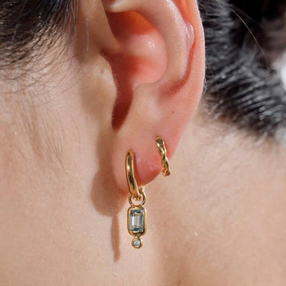 Linda Tahija - Raya Huggie Earrings, Blue Topaz - The Flower Crate