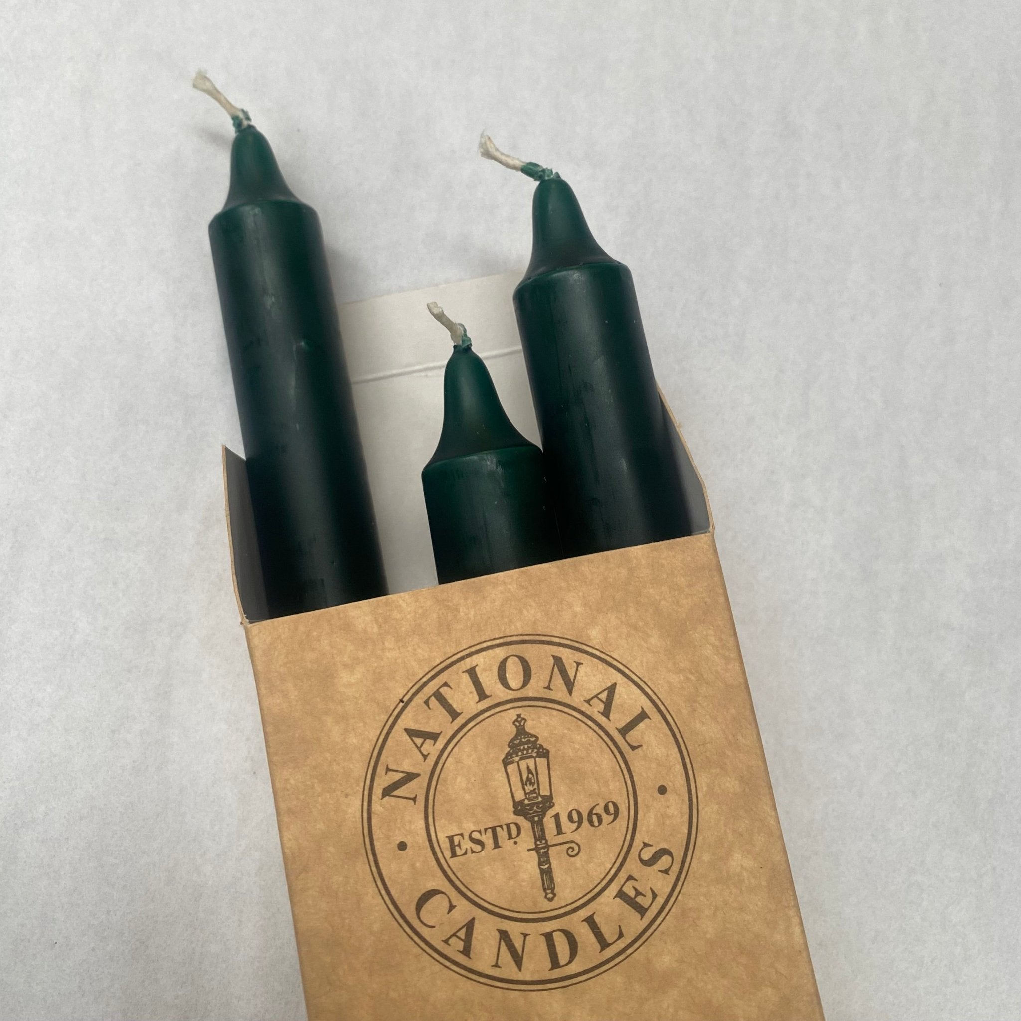 National Candles - Household Taper, Hunter Green - The Flower Crate