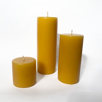 National Candles - Large Flat Pillar, Beeswax - The Flower Crate