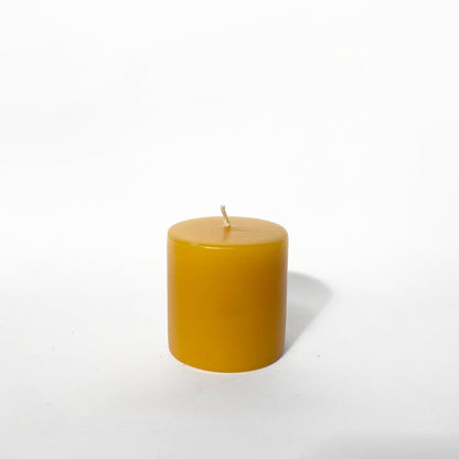 National Candles - Small Flat Pillar, Beeswax - The Flower Crate