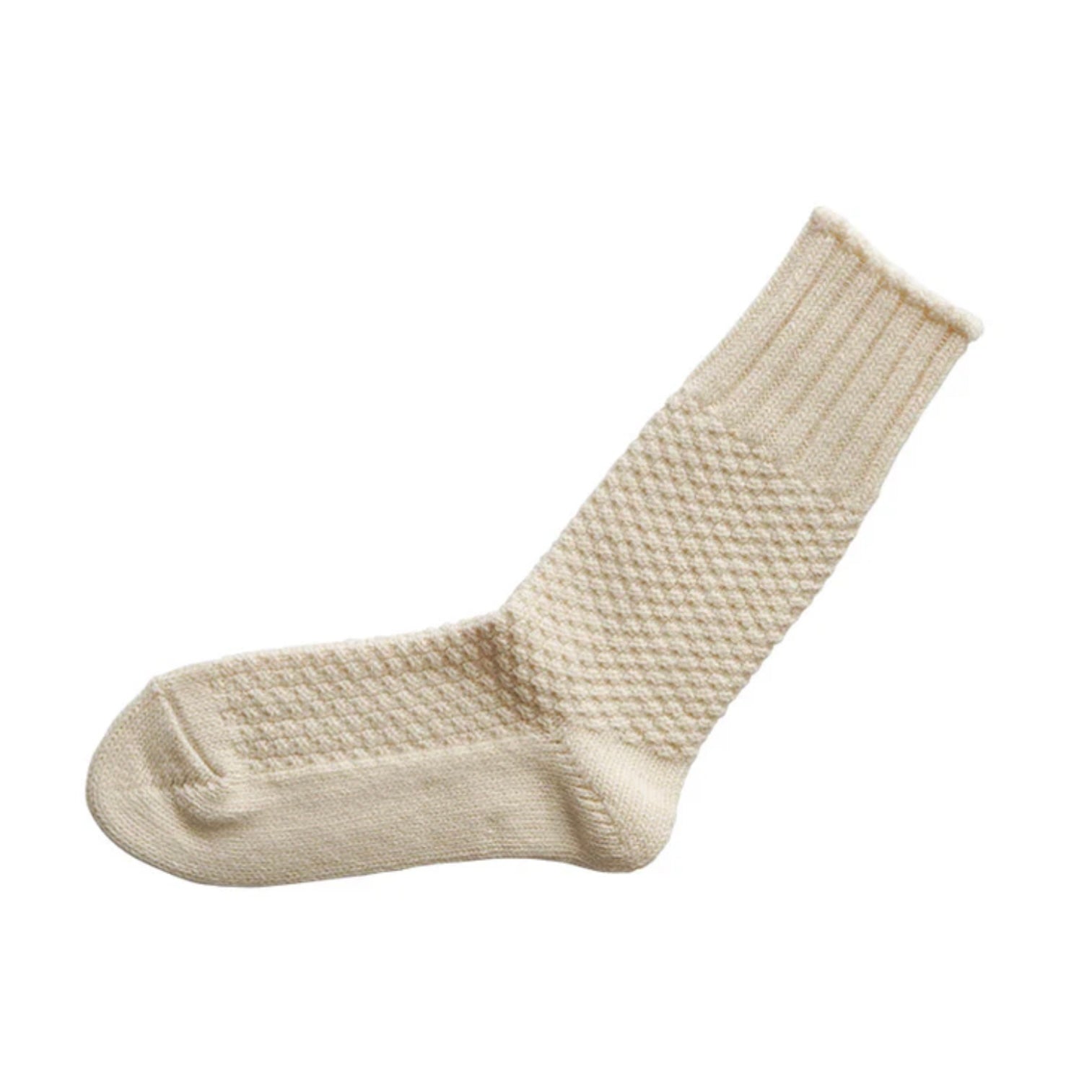 Nishiguchi Kutsushita Socks - Boston Wool, Ivory - The Flower Crate