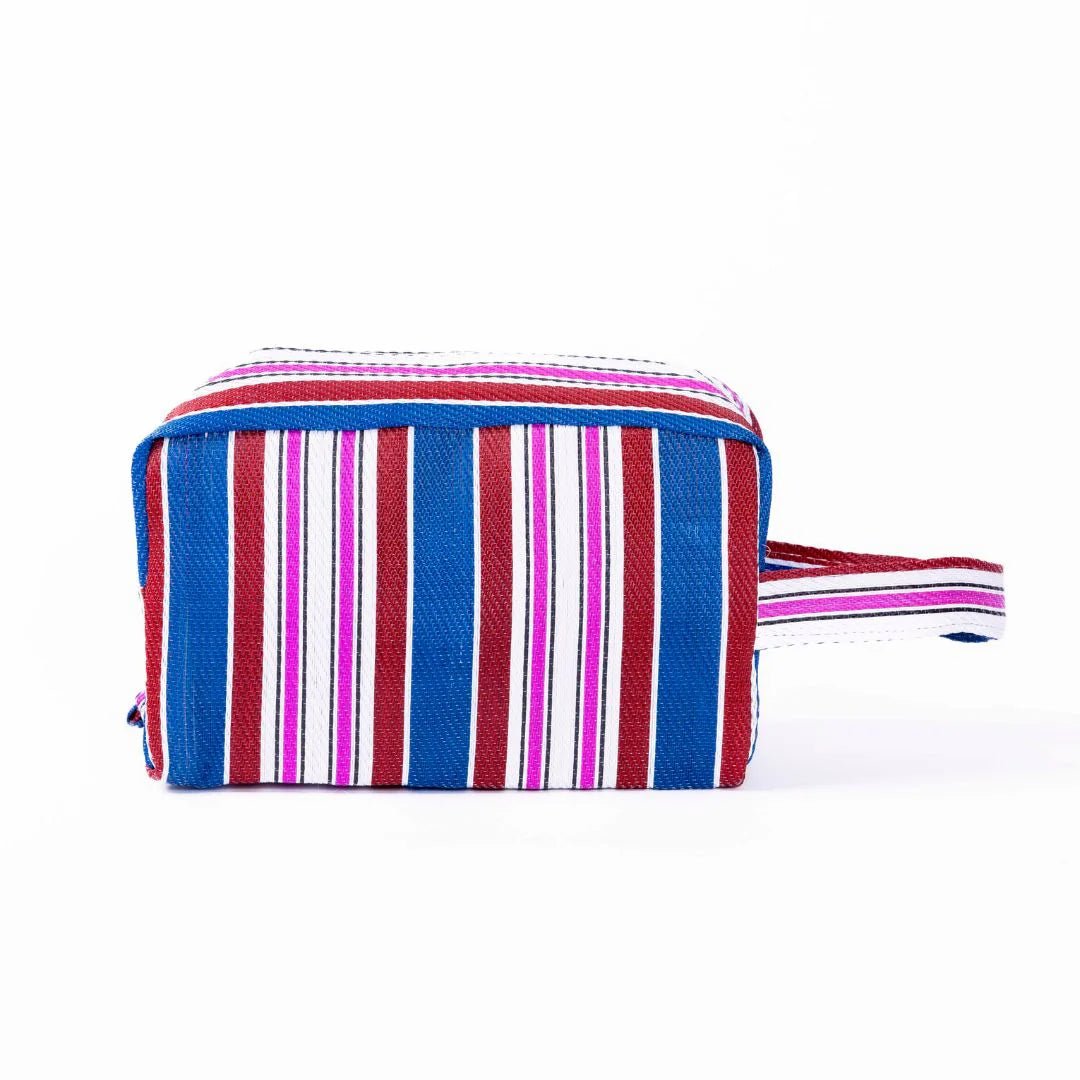 Parisian Cool - Recycled Plastic Toiletry Bag, Raspberry &amp; Navy - The Flower Crate