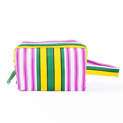 Parisian Cool - Recycled Plastic Toiletry Bag, Yellow &amp; Green - The Flower Crate