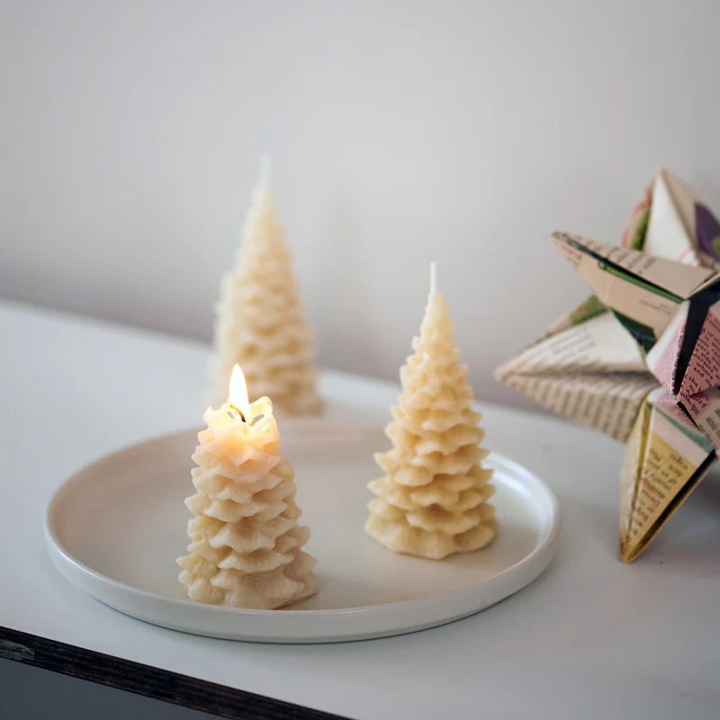 Queen B - 2 Small Christmas Tree Candles - The Flower Crate