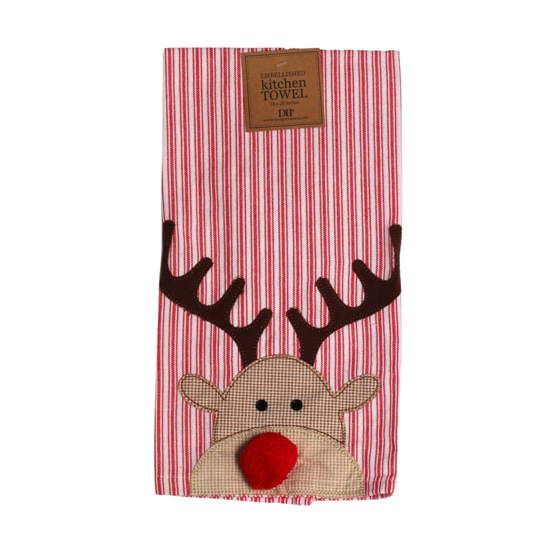 Reindeer Embellished Tea Towel - The Flower Crate