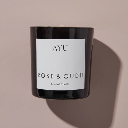 Rose &amp; Oudh Candle by Ayu - The Flower Crate