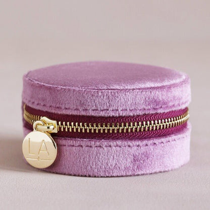 Round Velvet Jewellery Case, Mauve Pink - The Flower Crate