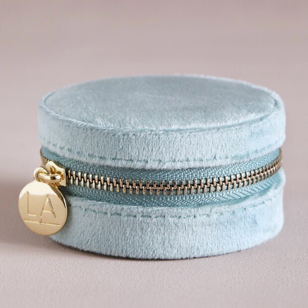 Round Velvet Jewellery Case, Mint Green - The Flower Crate