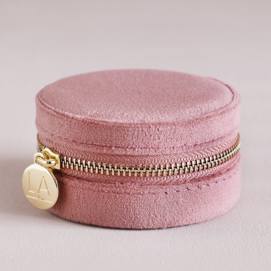 Round Velvet Jewellery Case, Rose - The Flower Crate