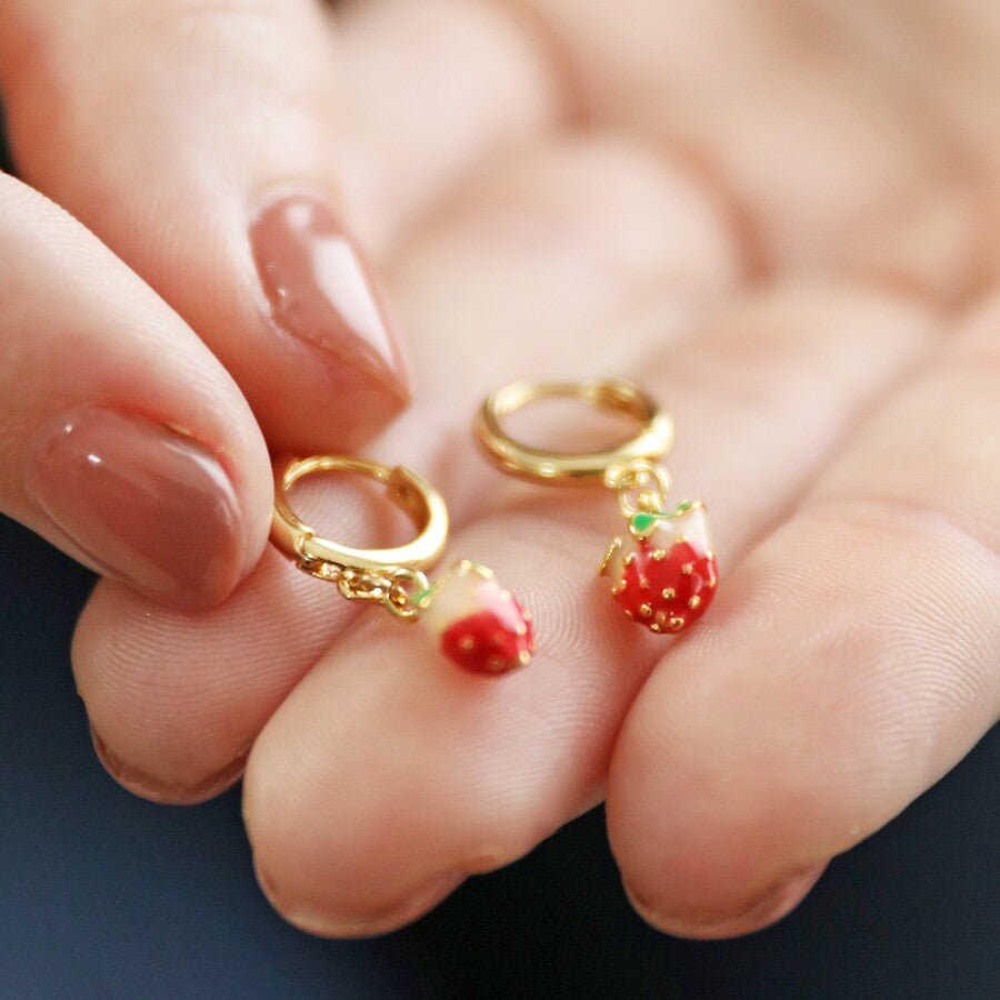 Strawberry Huggie Hoops - The Flower Crate