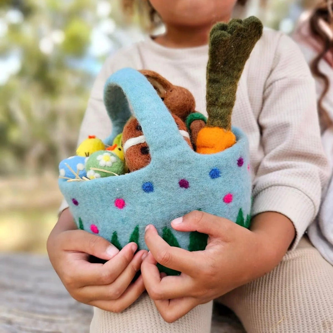 Tara Treasures - Blue Felt Basket - The Flower Crate