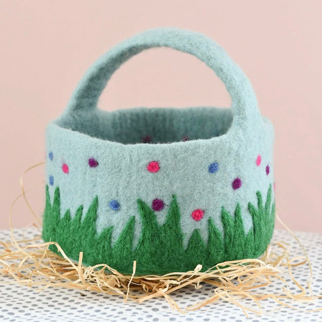 Tara Treasures - Blue Felt Basket - The Flower Crate