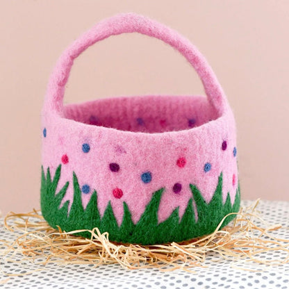 Tara Treasures - Pink Felt Basket - The Flower Crate