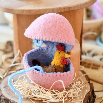 Tara Treasures - Surprise Felt Egg with Hen - The Flower Crate