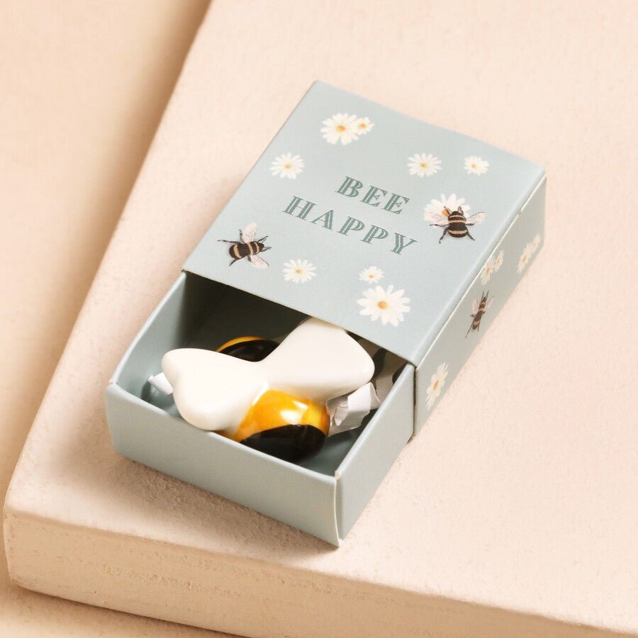 Tiny Matchbox Ceramic Bee Token - The Flower Crate