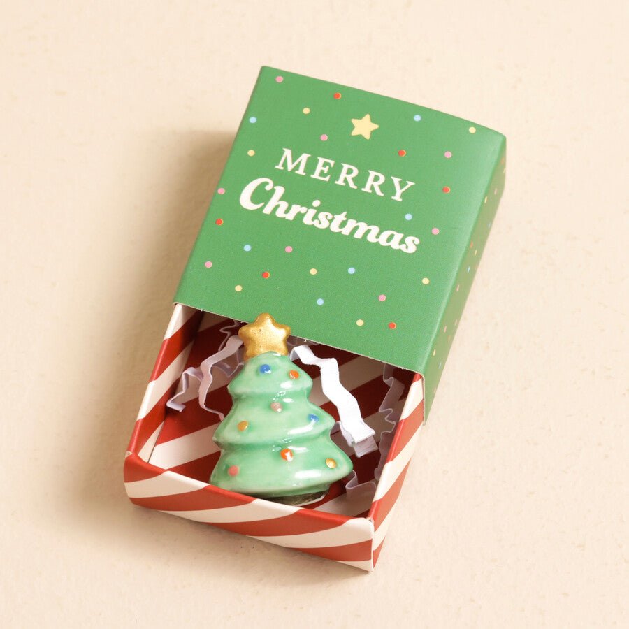 Tiny Matchbox Ceramic Christmas Tree Token - The Flower Crate