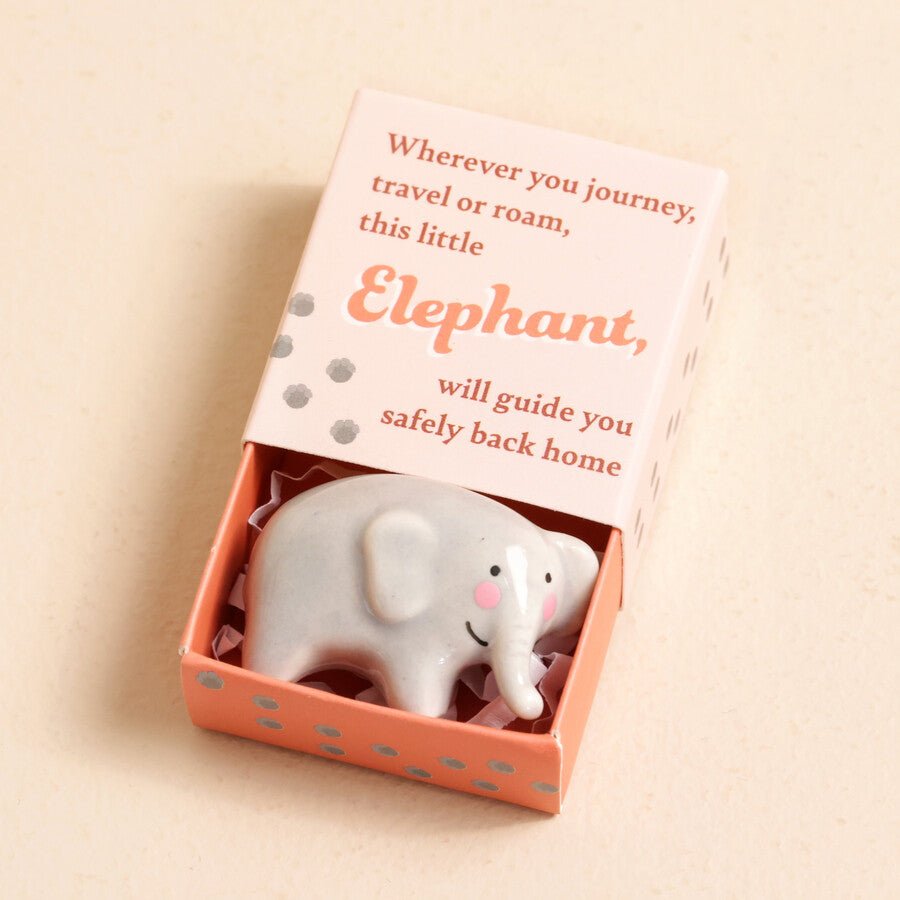 Tiny Matchbox Ceramic Elephant Token - The Flower Crate