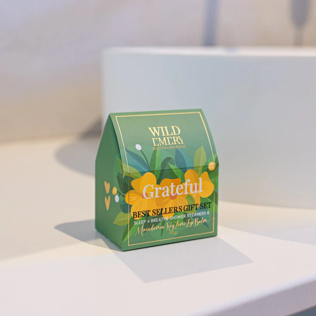 Wild Emery - Be Grateful Shower Steamer &amp; Lip Balm Gift Set - The Flower Crate