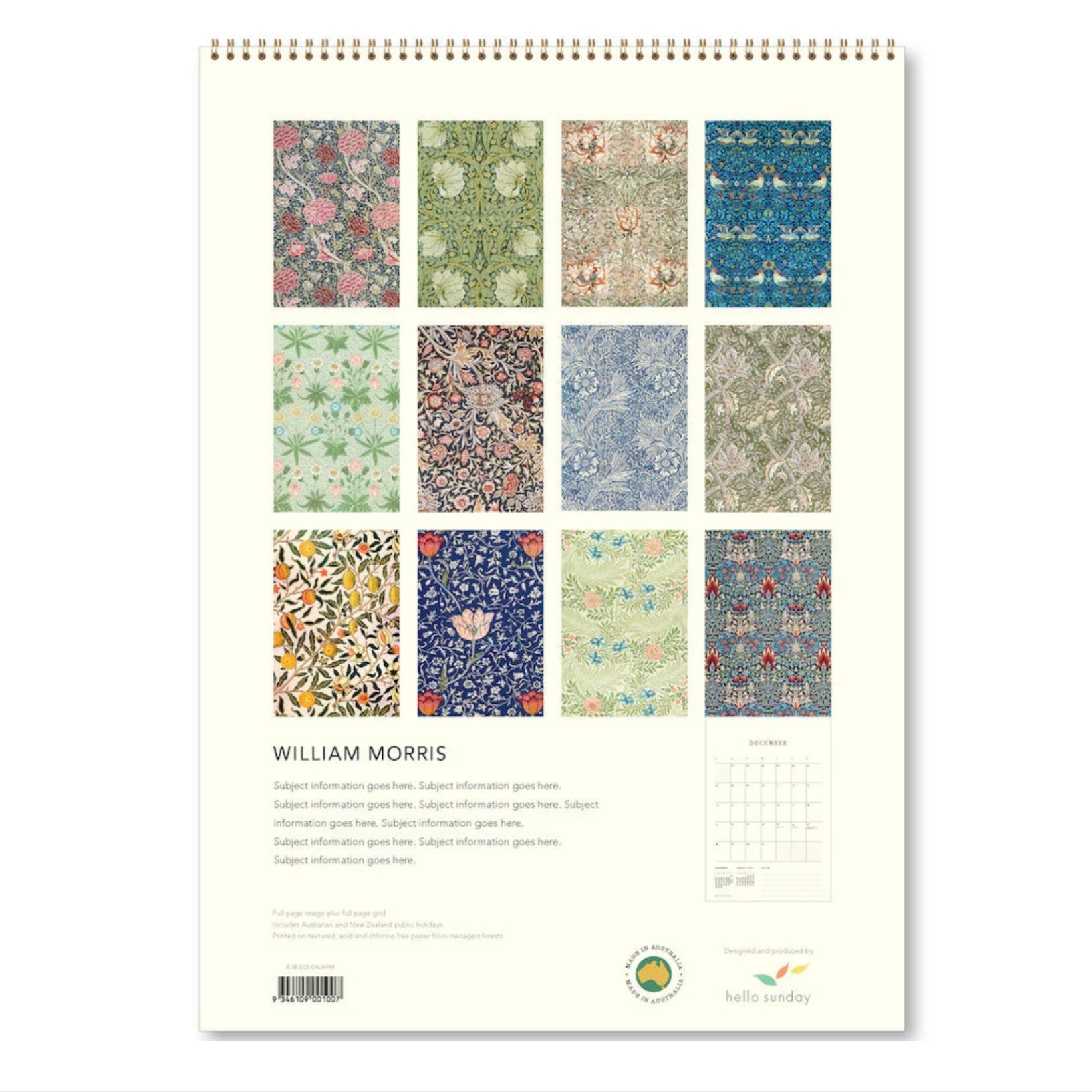 William Morris - 2025 Wall Calendar - The Flower Crate