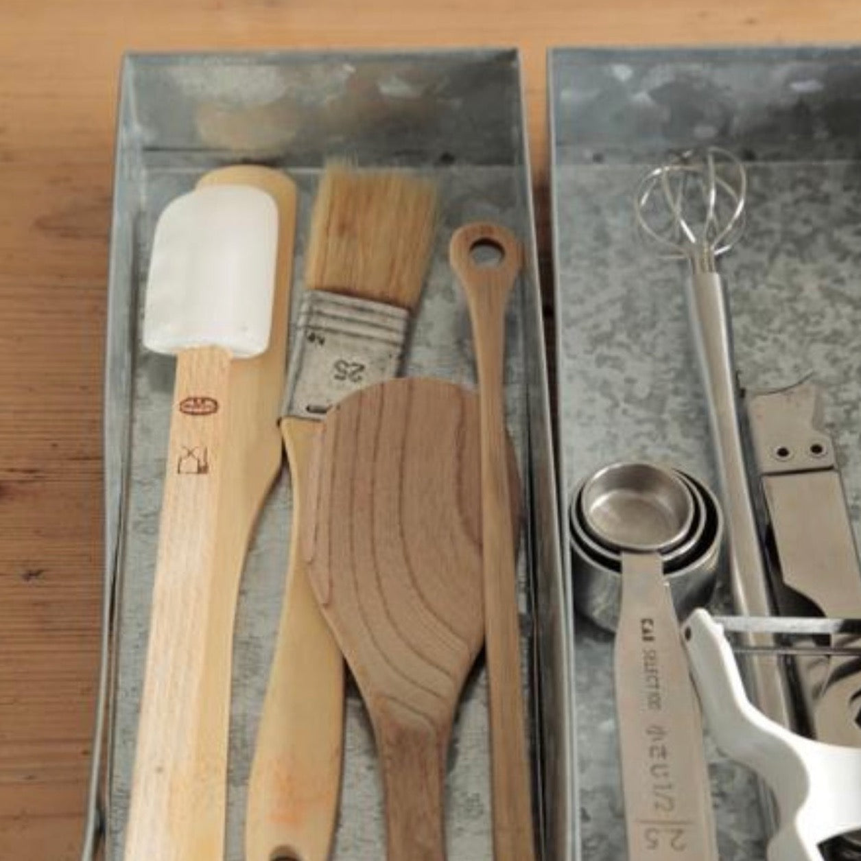 Galvanised Cutlery Box - Fog Linen - The Flower Crate