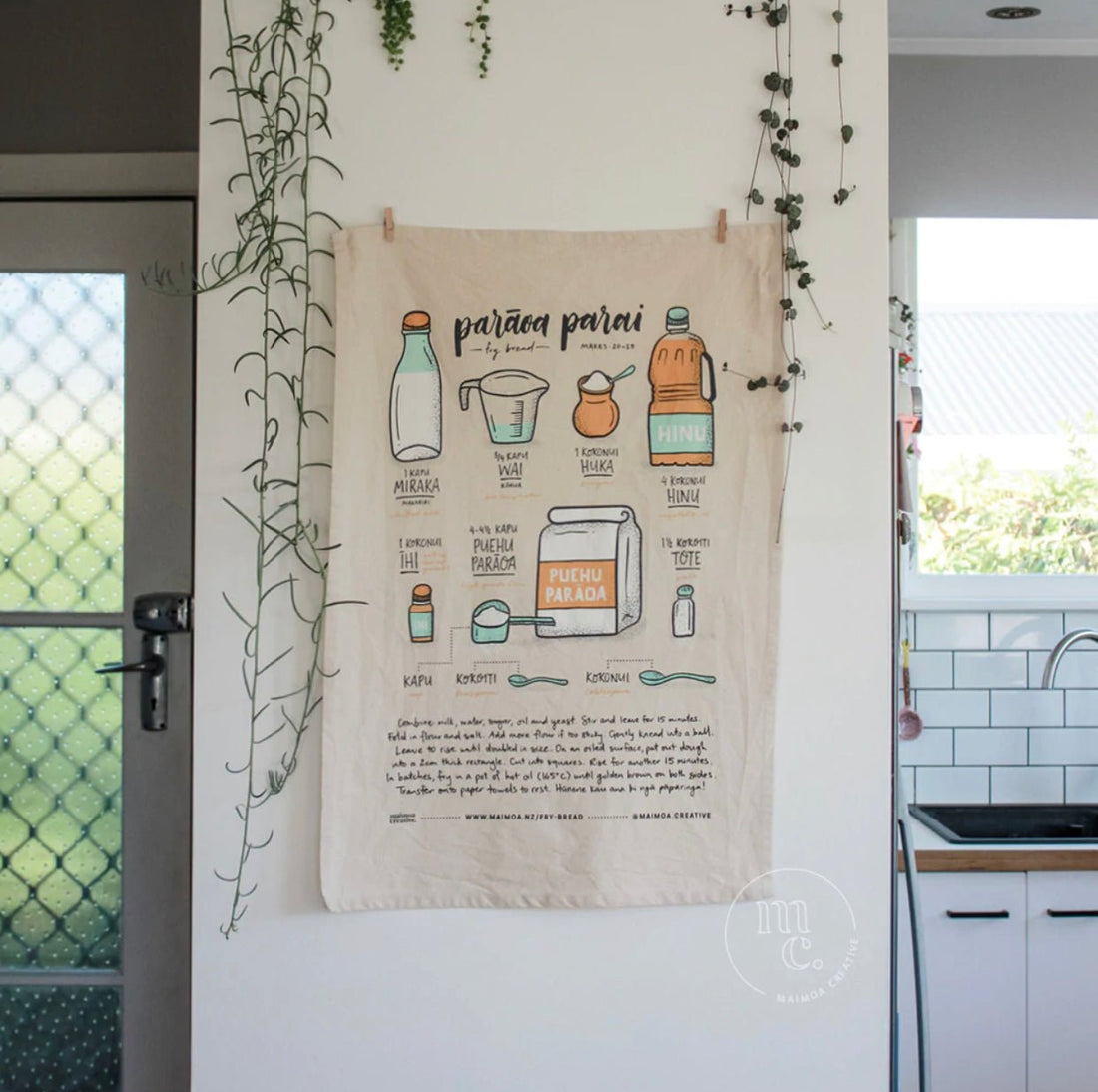 Parāoa Parai - Best Fry Bread Recipe Tea Towel - The Flower Crate